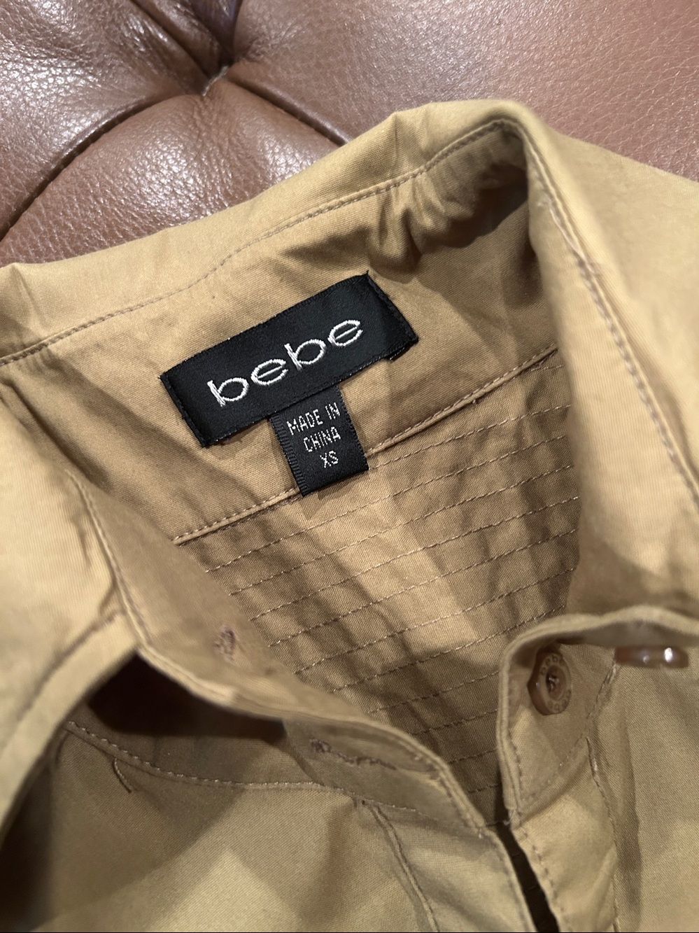 bebe olive green Utility Button-Up Shirt - Picture 2 of 5